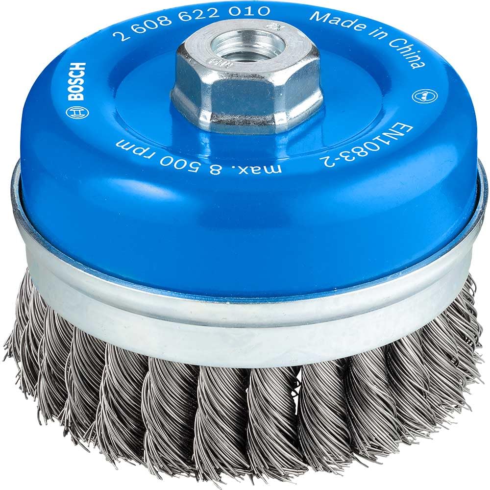 Bosch 1x PRO Steel Longlife Cup Brush, Knotted Wire for Large Angle Grinder and M14 Thread (for Steel, Ø 100 mm, Professional Accessory Large Angle Grinder)