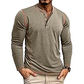 Mens Shirts Long Sleeve Casual Classic Henley Cotton T-Shirts Lightweight Button Tee Shirts