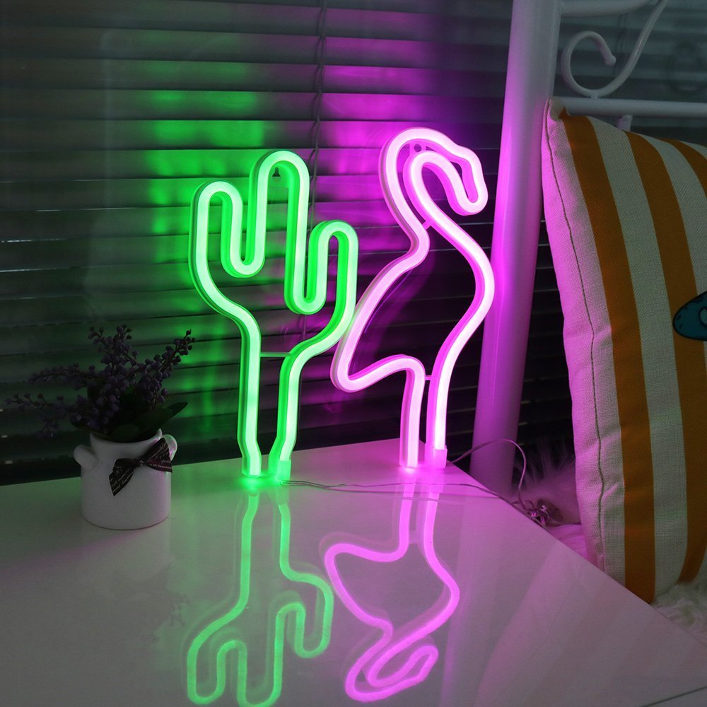LED Cactus Neon Light Sign Wall Decor Night Lights Home Decoration