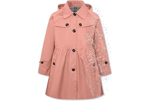 Betusline Girl's Rain Jackets Lightweight Waterproof Hooded Trench Coat Raincoats for Kids,2-14 Years