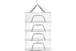 Coloch 4 Layer Herb Drying Rack with Zipper, Hanging Mesh Net Collapsible Food Drying Fish Net Hanging Basket Dryer Net for S