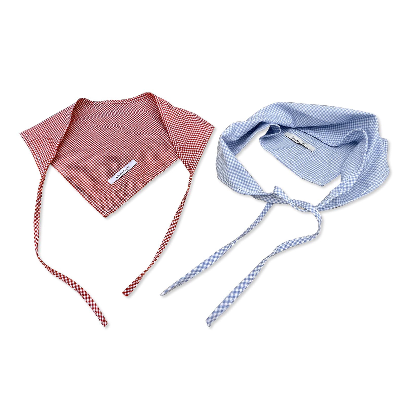 Photo 1 of LumiSyne 2 Pcs Triangle Head Kerchief Gingham Floral Solid Color With Lace Pastoral Style Neckerchief Headband Hair Scarf