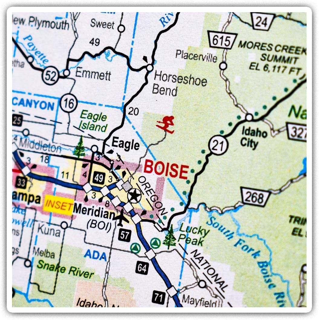 Pegatinas cuadradas de 10 cm (2 unidades), diseño de Boise Idaho