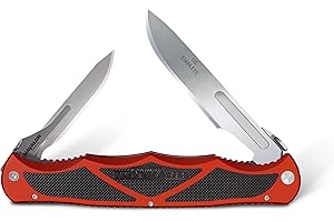 Havalon Hydra Dual-Blade Hunting and Fillet Knife Kit with 15 Replaceable Baracuta and Piranta Blades and Zippered Holster, Brick Red