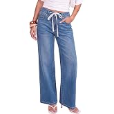 luvamia Wide Leg Jeans Woman High Waisted Trendy Drawstring Stretchy Denim Pants Relaxed Fit Trouser Jeans
