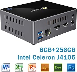 Mini PC Beelink X45 Windows 10 64-bit Intel Celeron J4105 with 8GB DDR4, 256GB SSD Mini Desktop Computer, Supports 4K@60Hz/ 2.5'' HDD & SSD/Dual HDMI/Dual WiFi/Gigabit Ethernet