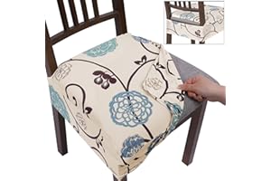 NIBESSER Dining Chair Seat Covers Set of 4,Stretch Soft Removable Washable Chairs Covers for Dining Room, Seat Cushion Slipcovers Protector for Kitchen Armless Chairs (No Rear,Ball Flower)