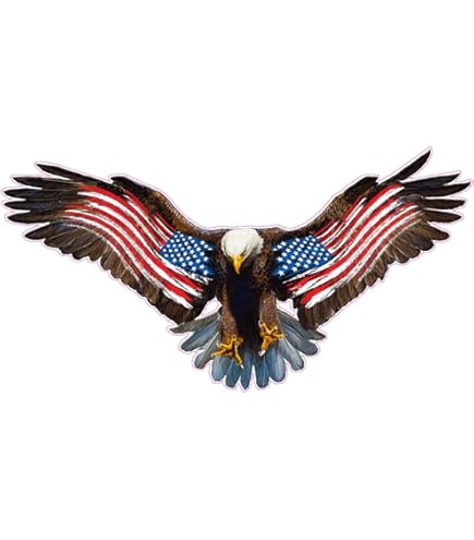 Soaring Bald Eagle American Flag Decal - 36x23.5 Inch RV Graphic
