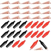 20 Pcs Mini Alligator Clips, Bulk Copper Alligator Clips Soldering Heat Metal Tiny Toothless Electrical Test Crocodile Clip with Plastic Protective Insulation Cover for Solder Circuit, Black &amp; Red