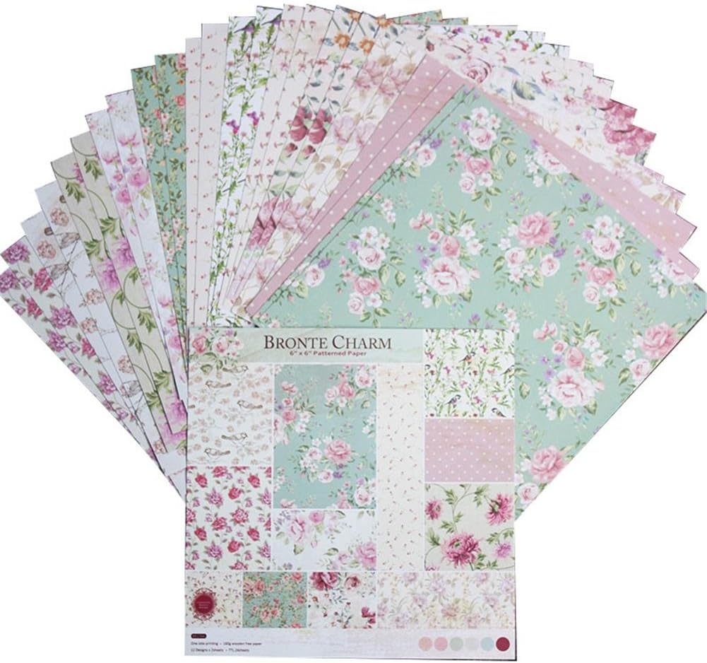 fervory24pcs Patterned Paper For Crafts DIY Album Scrapbook Pads Paper Hand Account Card Making Background Paper 6 Inch Single-Sided Pattern Craft Paper