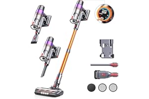 Fieety Cordless Vacuum Cleaner, 550W 45KPA 60Mins Cordless Stick Vacuum Cleaner with Rechargeable Battery, LED Touch Display, Handheld Vacuum Cleaners for Home/Pet Hair/Carpets/Floors