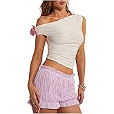 MakeMeChic Women's Boho Tops Summer Tank Tops 3D Flower Asymmetrical Sleeveless Going Out Tops