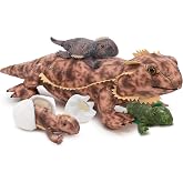BENINY 6 Pcs Bearded Dragon Stuffed Animal Set, 28 Inch Mommy with 3 Babies | Iguana plush toy, Zippered belly, 3 baby dragons, Soft PP cotton, Birthday gift for kids