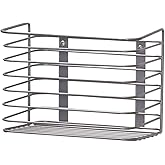 Household Essentials Door Mount Cabinet Organizer, Steel Wire Basket, Attractive Nickel Powder Coating, Great for Saving Space, Mounts to Solid Surface with Hardware Included