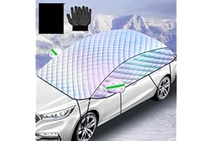 COJOSQC Half Car Cover 142in for Snow and Sun, Windshield Protector for Winter Ice UV, Waterproof Hood Shield for SUV Sedan, Quick Install for Outdoor Parking Tree Shade Garage Driveway Frost Rain Use