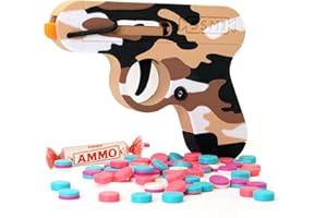 WANTEDWALRUS Toy Gun That Shoots Candy - The Smartee Shooter - Shoots Fast and Far - Over 40 feet & Over 70 fps. Working Magazine & Slide. 5 Packs of Candy & 20 Pieces of Plastic Ammo. (Desert Camo)