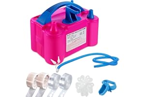 PCFING Electric Air Balloon Pump and Balloon Tying Tool in One,110V 600W Portable Dual Nozzles Electric Balloon Inflator for Party with Extra Accessories