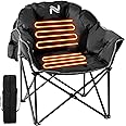 Slsy Heated Camping Chair Oversized, Outdoor Portable Heated Folding Chairs, Heated Foldable Chair Seat Supports 500 lbs, Heating Chair for Outdoor Sports, Camping, Patio, and Picnics