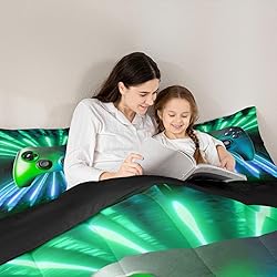 Erosebridal Green Blue Gamepad Comforter Set, Game
