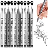 PANDAFLY Black Micro-Pen Fineliner Ink Pens, Waterproof Archival Ink Micro-Line Pens, Illustration Pens, Multiliner Pens for 