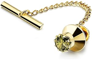 HAWSON Mens Tie Tack with Chain Round Crystal Wedding Business Accessories