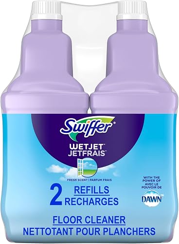 Swiffer WetJet Multi-Surface Floor Cleaner Solution Refill with the Power of Dawn, Open-Window Fresh, 2 Count, 1.25 l each