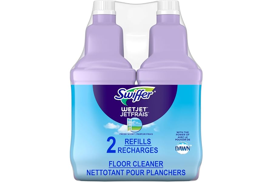 Swiffer WetJet Multi-Surface Floor Cleaner Solution Refill with the Power of Dawn, Open-Window Fresh, 2 Count, 1.25 l each