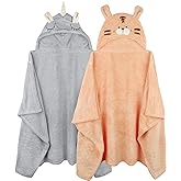 FUBANRAY Toddler Bath Towel Hooded Kids Towels Baby Bath Towels for Boy Girl 0-5 Year, 2-Pack Thick Absorbent Toddler Towels with Hood Kids Bath Towel, Large 50''x32'' Baby Hooded Towel for Kids