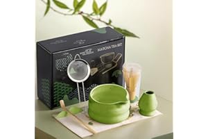 cjc 7-Pcs Matcha Set, Ceramic Matcha Whisk Set, Perfect Matcha Kit Used for Matcha Lovers Making Latte Breakfast Tea/Green
