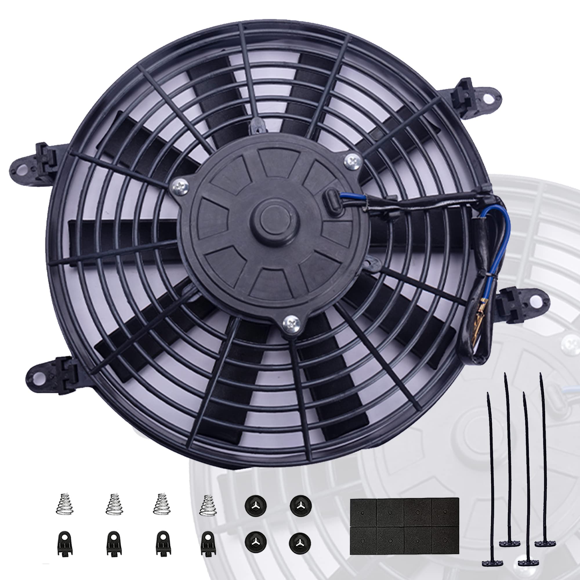 Photo 1 of CTOCH 10" inch Electric Cooling Radiator Fan Assembly Reversible Push or Pull Universal Slim 12V Mounting Kit Black