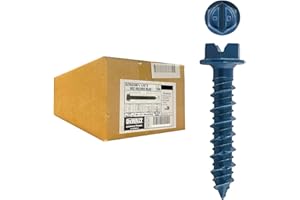 Powers Fastening Innovations DeWALT Engineered by Powers ULTRACON+ 1/4 inch x 1-1/4 inch Hex Washer Head,DFM12720 Blue Tapcon,Box of 500