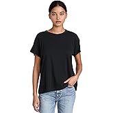 THE GREAT. Women's The Boxy Crew Tee, Almost Black, S