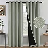 H.VERSAILTEX 100% Blackout Curtains for Bedroom Faux Linen Living Room Curtains Thermal Black Out Curtains 84 Inch Long Windo