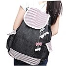 Girl's Leisure Canvas School Bag Stripe and Bow Backpack Lovely Rucksack Korean Knapsack Casual Laptop Backpack for Students Ladies Women