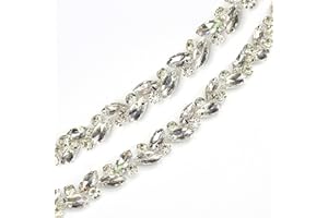 Guijinhao 1 Yard Crystal Rhinestone Chain Trim, Diamond Rhinestone Chain Applique for Crafts DIY Sewing Clothing Wedding Part