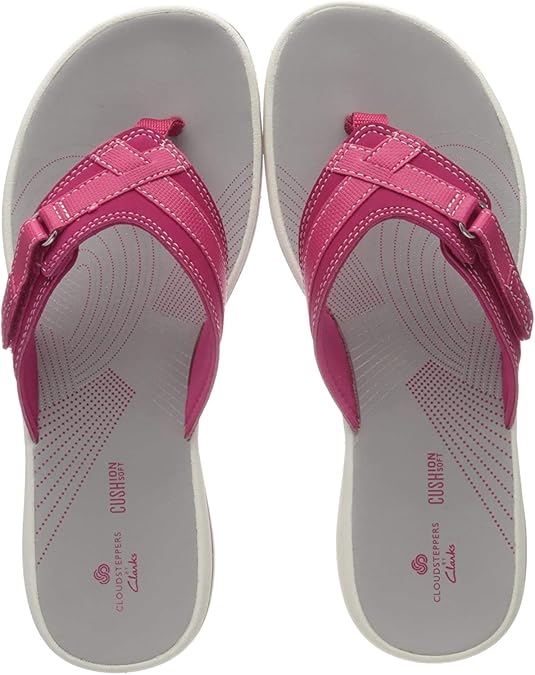 clarks flip flops red