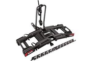 AGREATBY EBike Rack with Ramp for 2 Heavy Ebike, Fits 5'' Fat Tire Hitch Bike Rack, XXL Wheel Straps, Lockable, Foldable & Tiltable - Fits 2" Receivers on Cars, SUVs, Trucks, Trailers - No Installation Needed