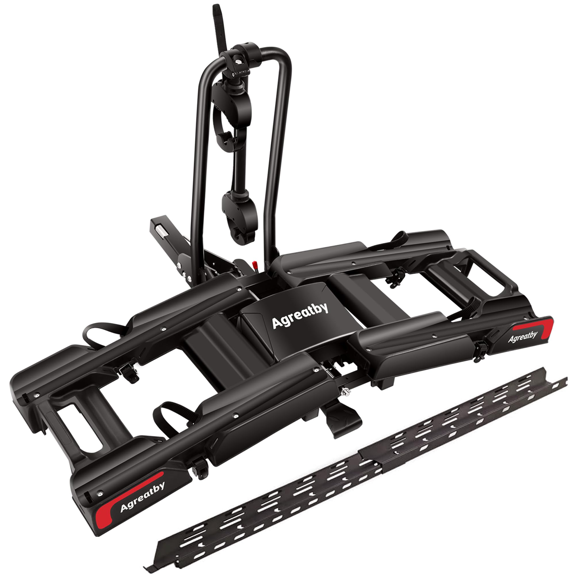 Photo 1 of 2-Bike Hitch Bike Rack with Ramp - 200 LBS Capacity Fat Tire Ebike Rack, XXL Wheel Straps, Lockable, Foldable & Tiltable - Fits 2" Receivers on Cars, SUVs, Trucks, Trailers - No Installation Needed