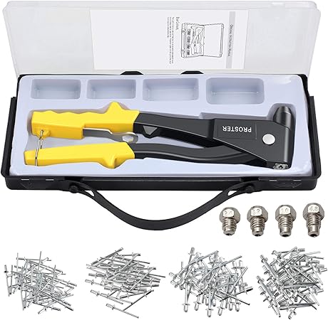 Pince A Riveter Professionnel Pop Riveteuse Avec 200pcs Rivets Et Cle Amovible Outils De Reparation A La Main Kit De Pince A Riveter Pour Metal Bois Plastique Amazon Fr Bricolage
