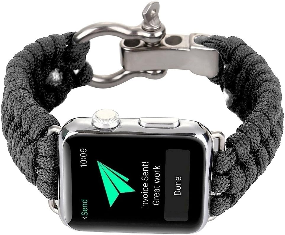 Band Replacement for Apple Watch Nylon Camo Strap Woven Bracelet Paracord 550 Updated Adapter For i Watch Series 4 3 2 1