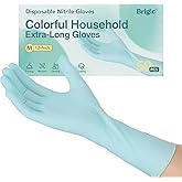 Brigic 12-Inch Extended Disposable Nitrile Gloves, Latex-Free Powder-Free, Full Palm Textured Grip, Multipurpose Home