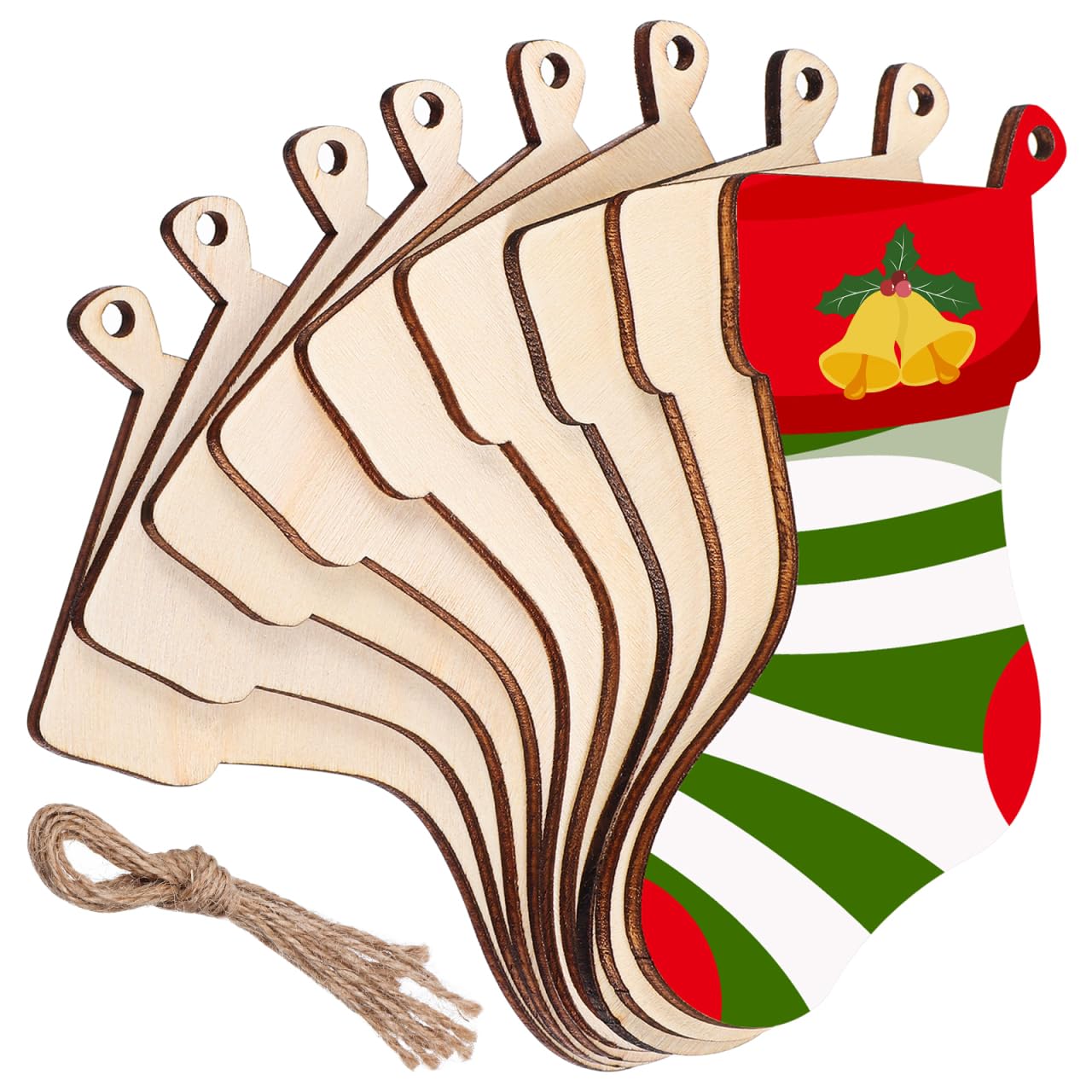 FOMIYES Christmas Wood Stockings Slices, DIY Wooden Stockings Cutouts, s en Craft, Blank Hanging Ornament, Embellishments s Tree Cutout for Christmas 50pcs