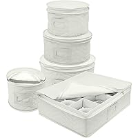 Sorbus Dinnerware Storage 5-Piece Set for Protecting or Transporting Dinnerware — Service for 12 — Round Plate and Cup…