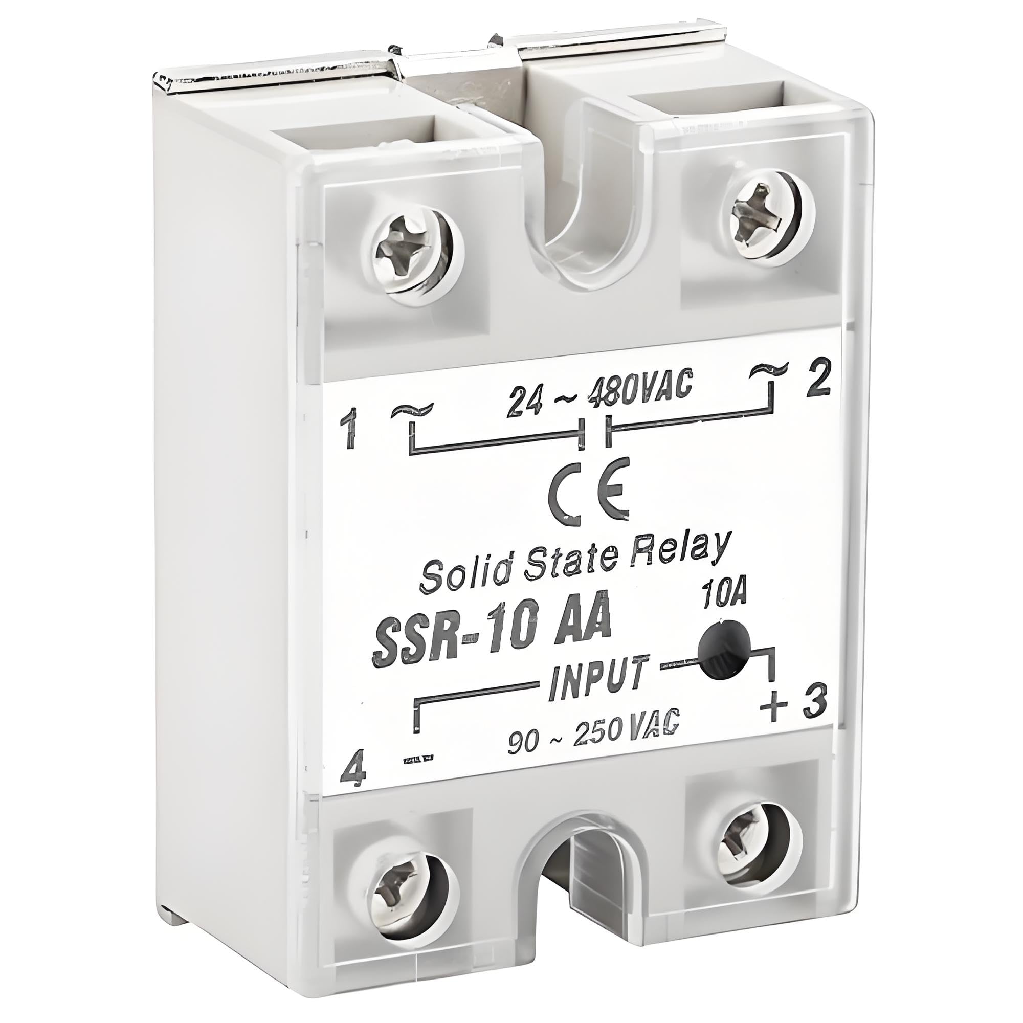 SSR-10 AA 10A Solid State Relay Module Conductor Relay Controlled Module Single Phase Solid State Relay SSR AC-AC Input 90V-250V AC Output 24V-480V AC for Automated Industrial Control Panels