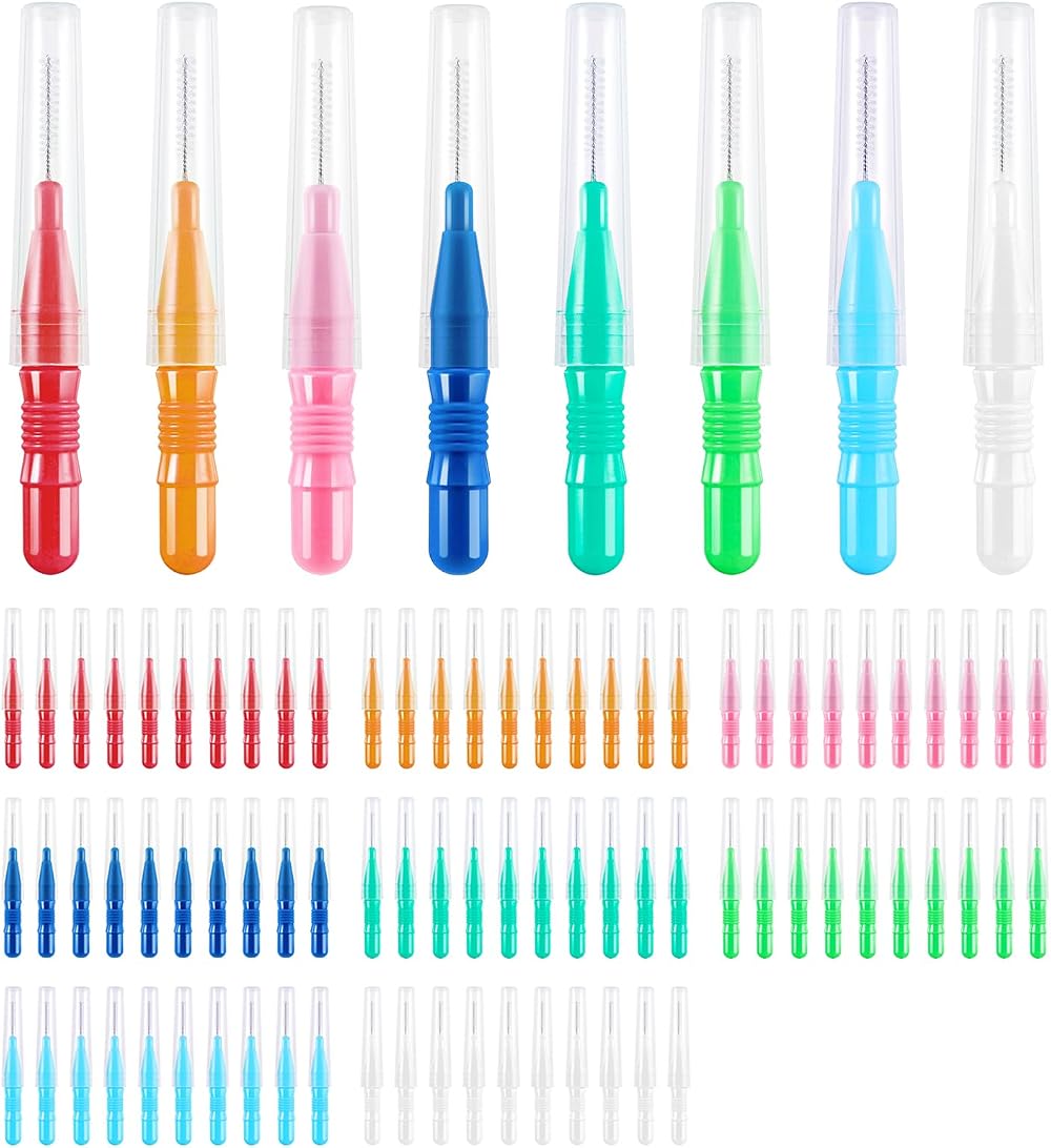 FUYOAL 80 Pcs Interdental Brushes Soft Dental Cleaning 8 Colors