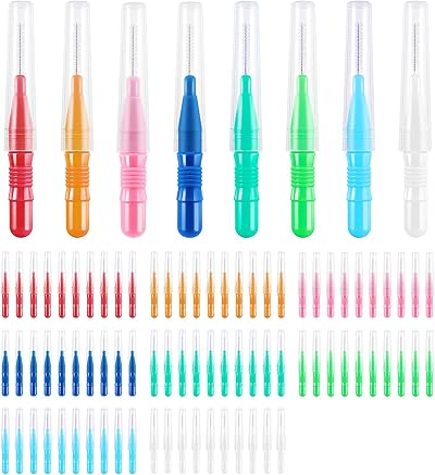 FUYOAL 80 Pcs Interdental Brushes Soft Dental Cleaning 8 Colors