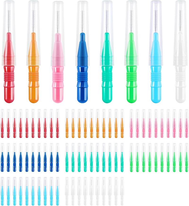 FUYOAL 80 Pcs Interdental Brushes Soft Dental Cleaning 8 Colors