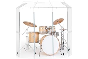 YSBLHCT Drum Shield Converts to 2ftx6ft. Full-Length Stainless Steel Hinges. Drum Cage for Home, Church, Practice & Performances.(5 panels with deflectors)
