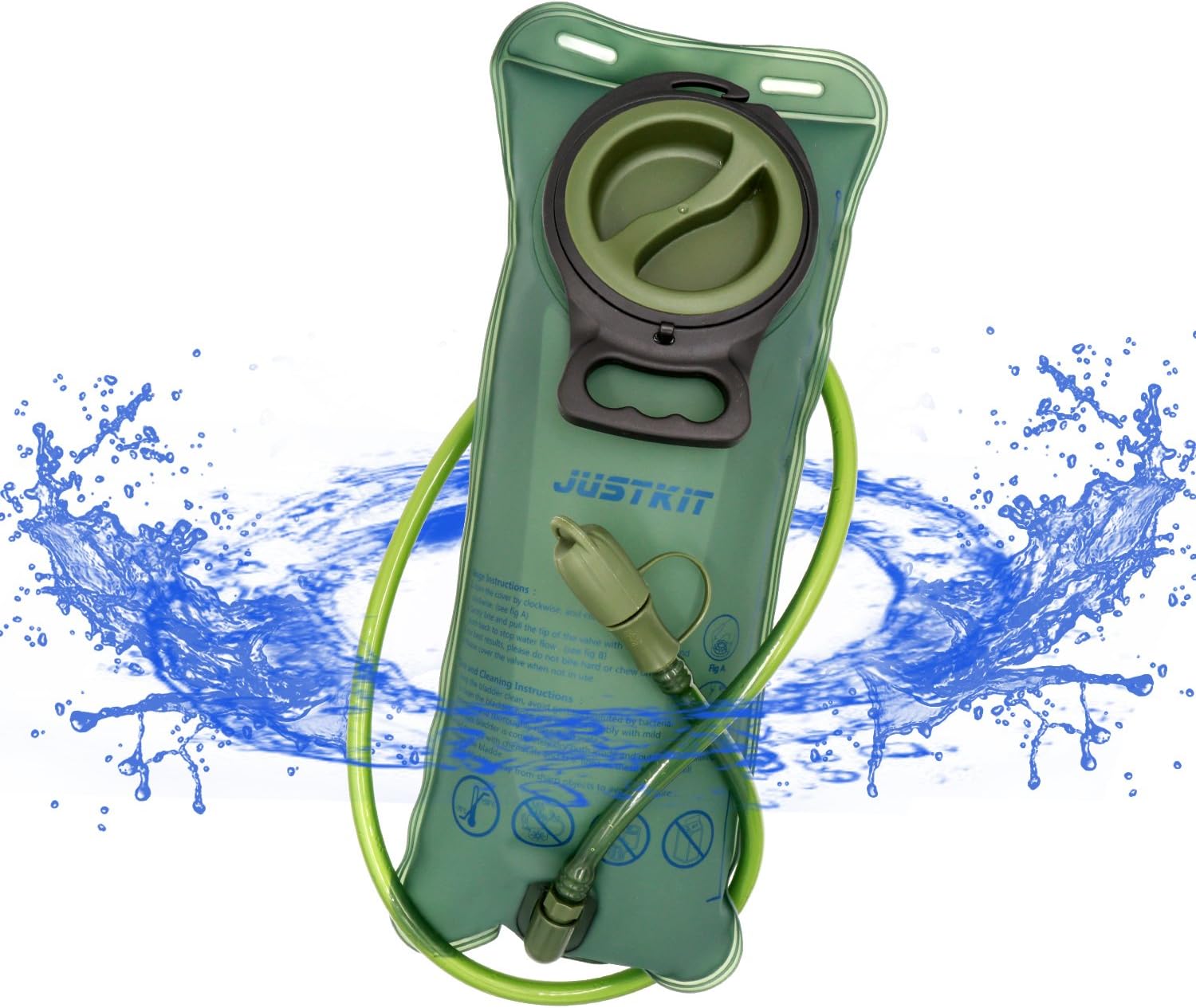 JUSTKIT Hydration Bladder 2 L/70 oz - Water Storage Bladder Bag, Water Reservoir Pack for Hydration Pack System. Non Toxic BPA Free. Best for Cycling,Camping,Hiking,Climbing.