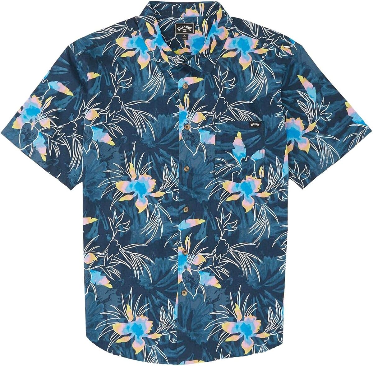 Billabong Men's Sundays Woven Floral and Small Scale Printed Pattern Short Sleeve Shirt: Clothing